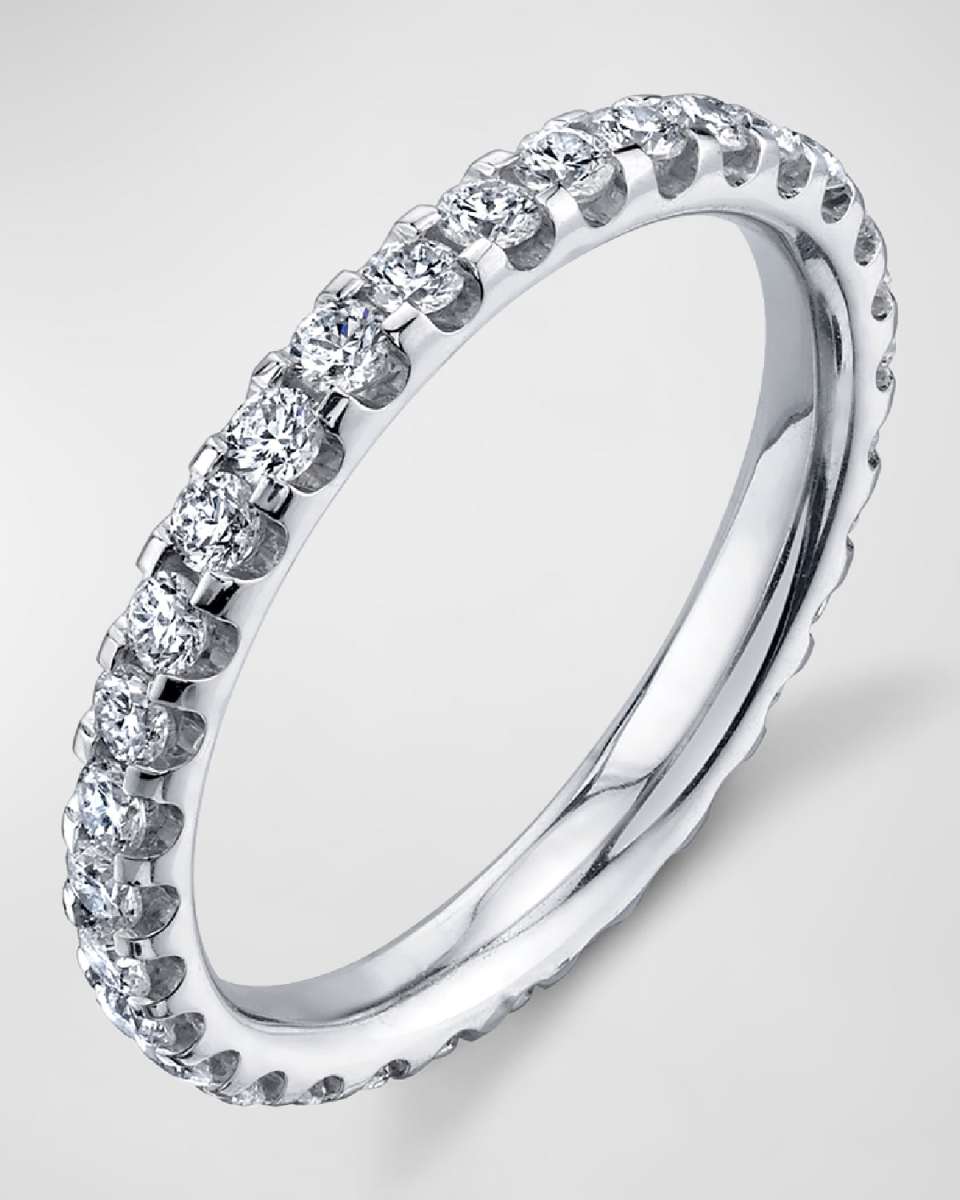 Platinum Eternity Comfort Fit Band with U Prong Set Round Cut Diamonds, 1.10ct