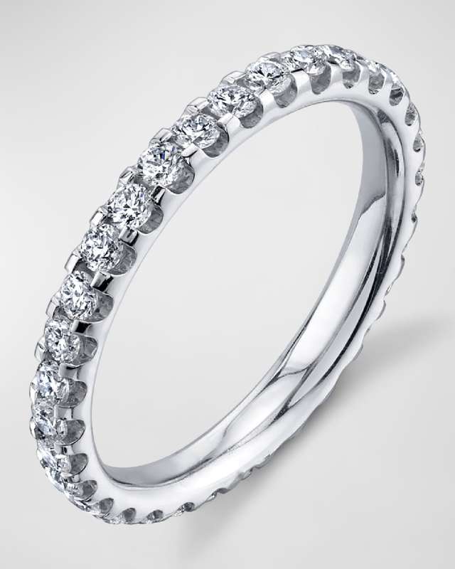 Platinum Eternity Comfort Fit Band with U Prong Set Round Cut Diamonds, 1.10ct