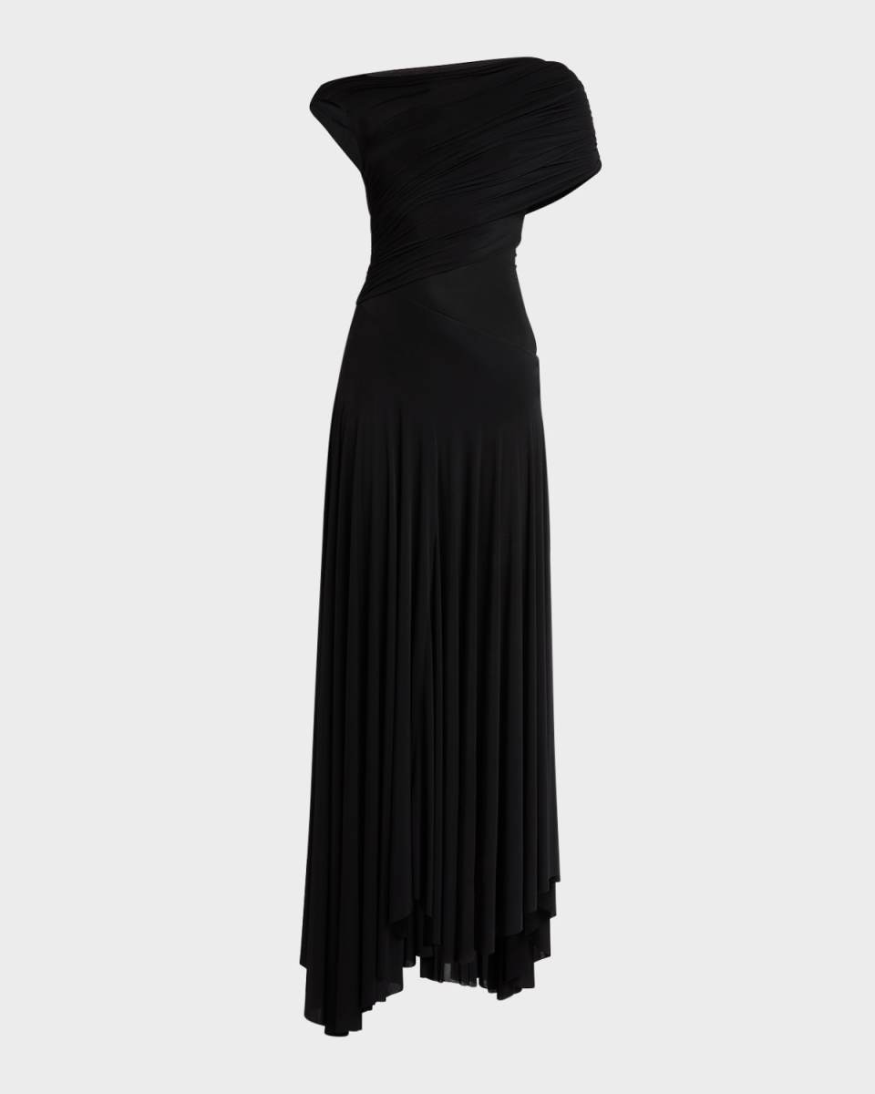 Asymmetric Off-The-Shoulder Maxi Dress