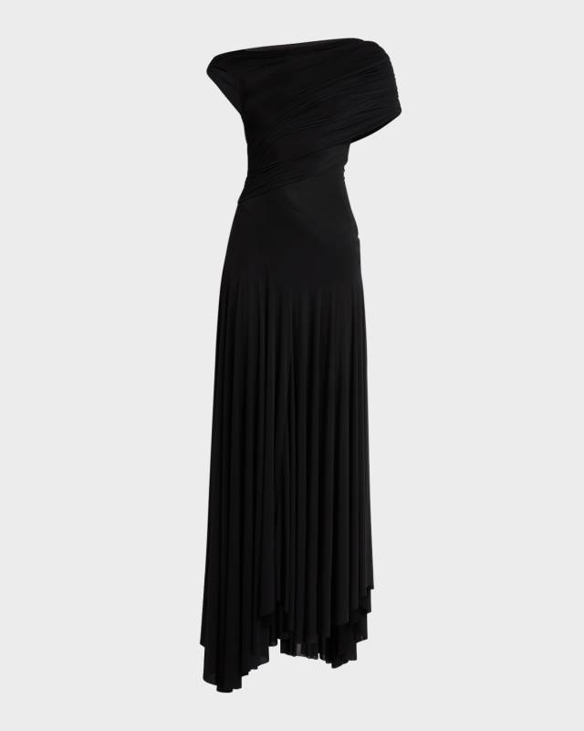Asymmetric Off-The-Shoulder Maxi Dress