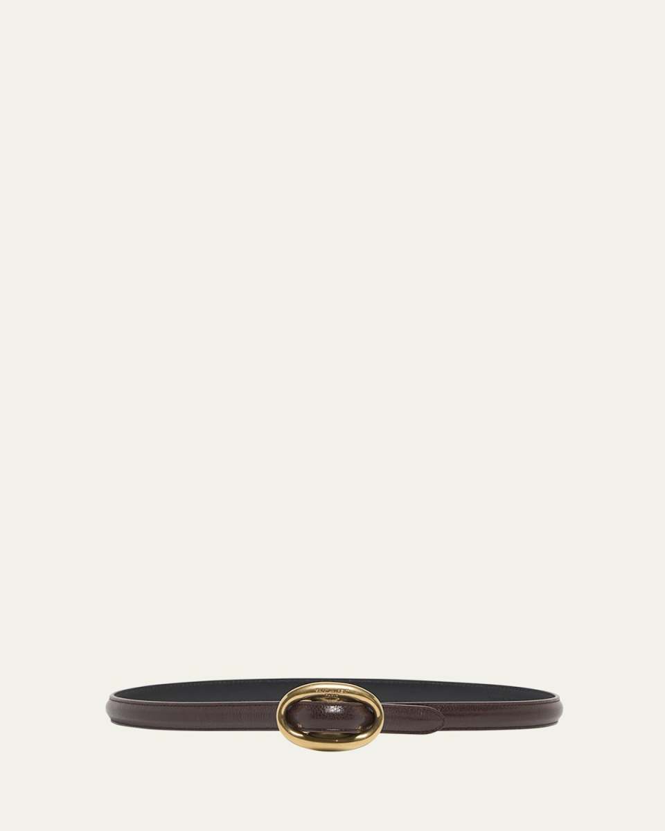 Double Oval Skinny Leather Belt