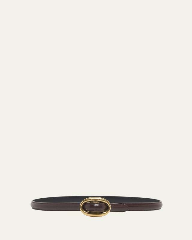 Double Oval Skinny Leather Belt