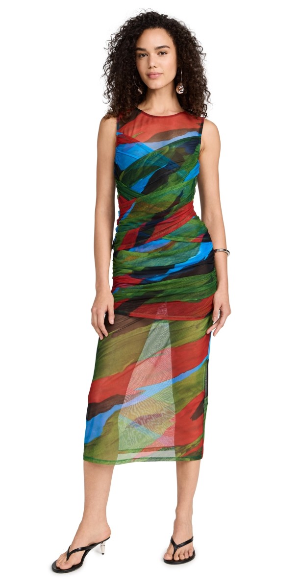 SIMONMILLER Kinny Mesh Dress Painted Leaf
