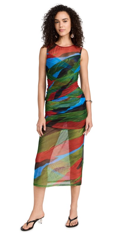 SIMONMILLER Kinny Mesh Dress Painted Leaf