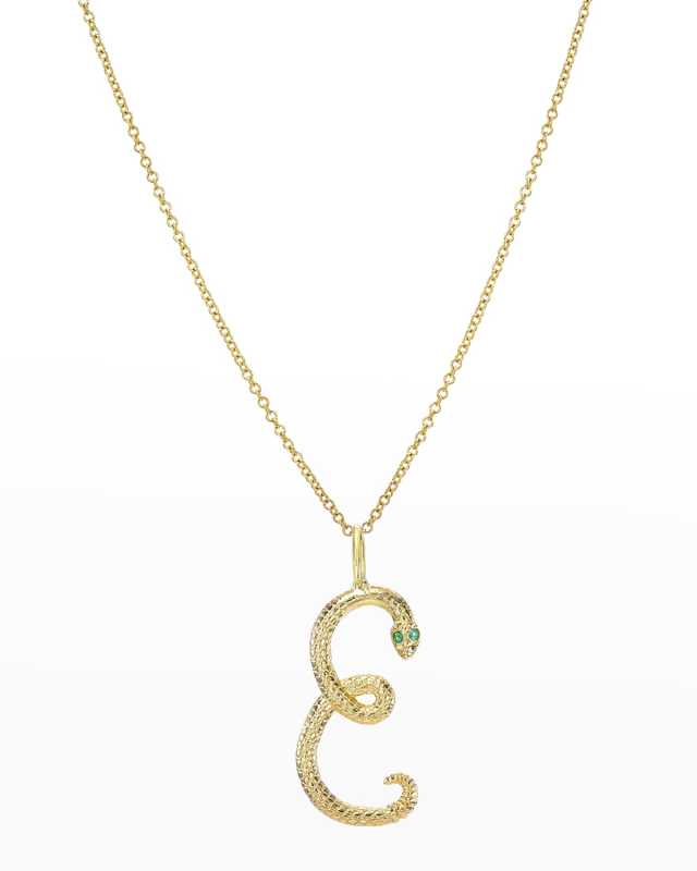 14K Gold Snake Initial Necklace
