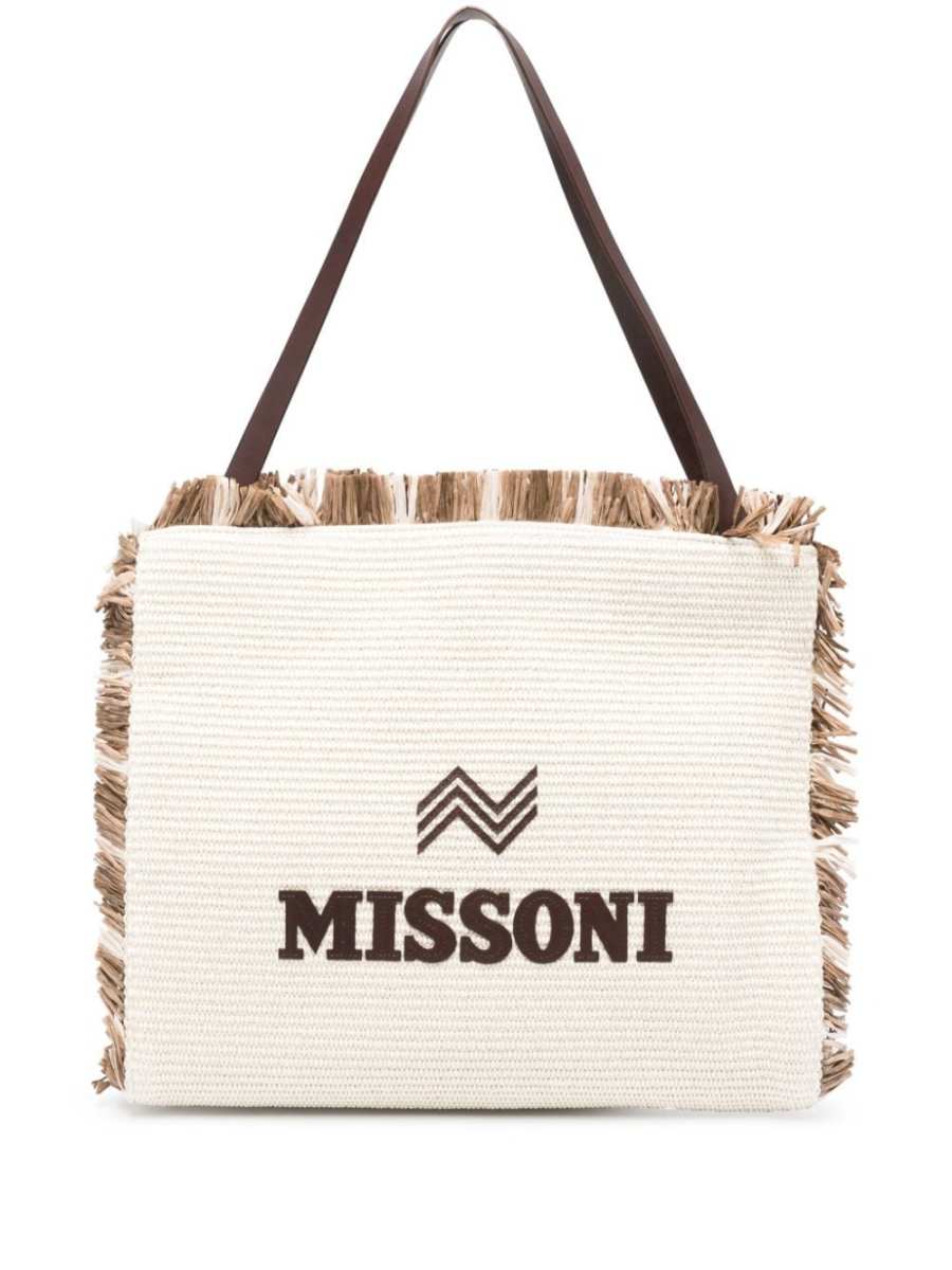 logo-patch interwoven shoulder bag