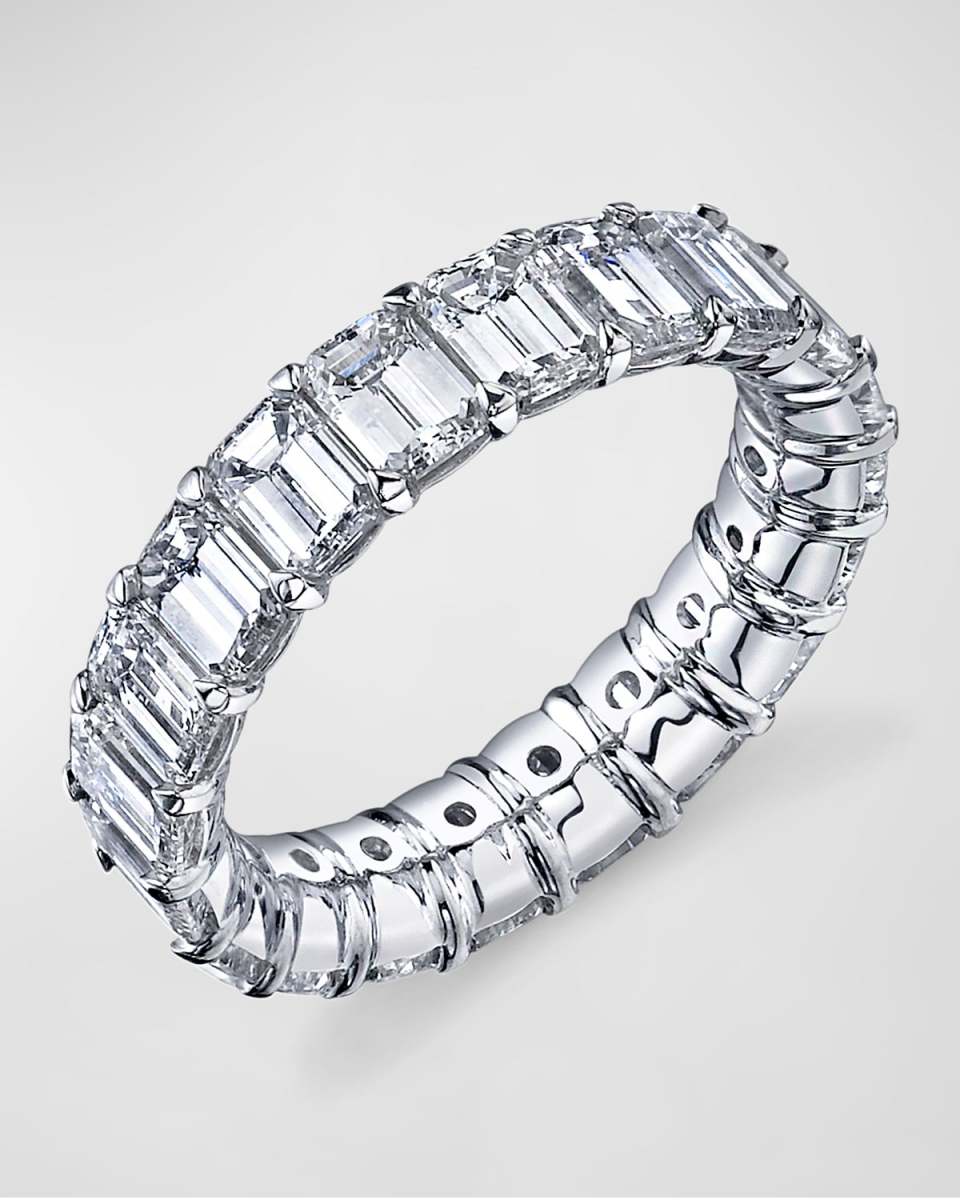 Large Platinum Eternity Band with Emerald Cut Diamonds, 4.00ct