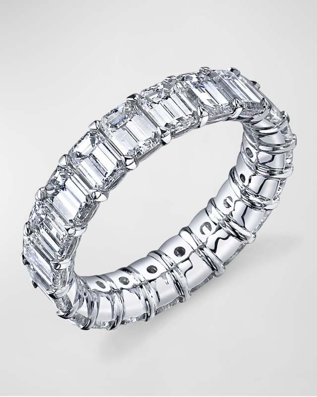 Large Platinum Eternity Band with Emerald Cut Diamonds, 4.00ct