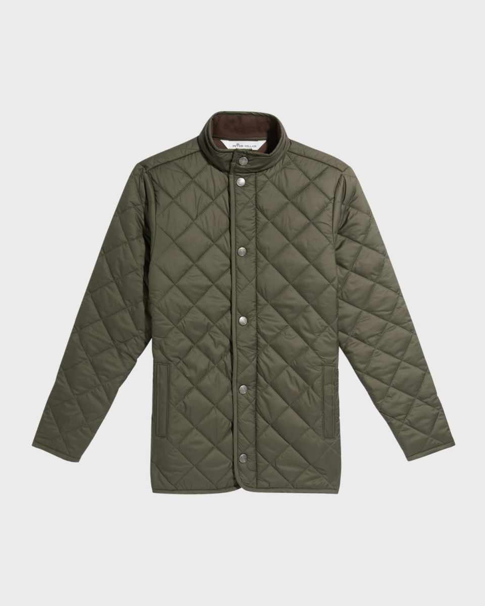 Boy's Suffolk Quilted Solid Coat, Size XXS-X