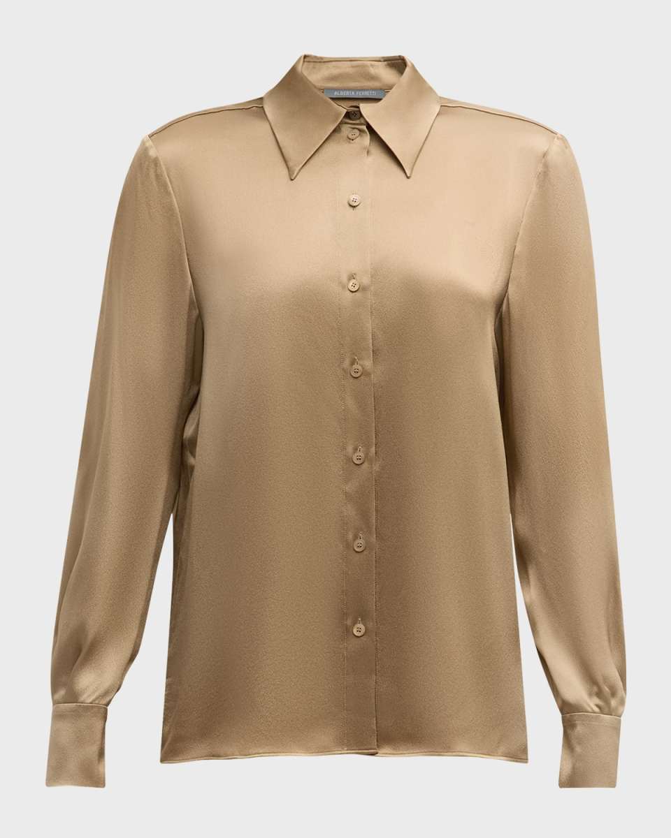 Satin Button-Down Blouse