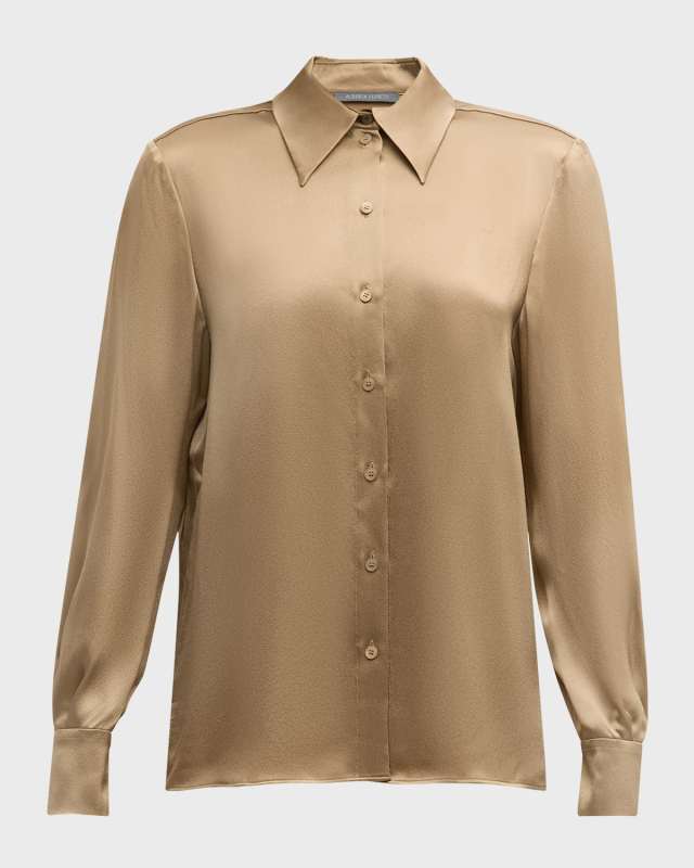Satin Button-Down Blouse