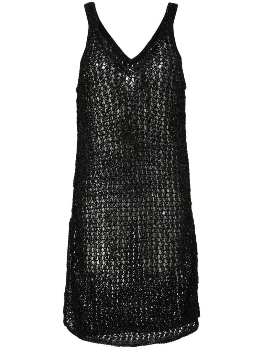 knitted leather midi dress