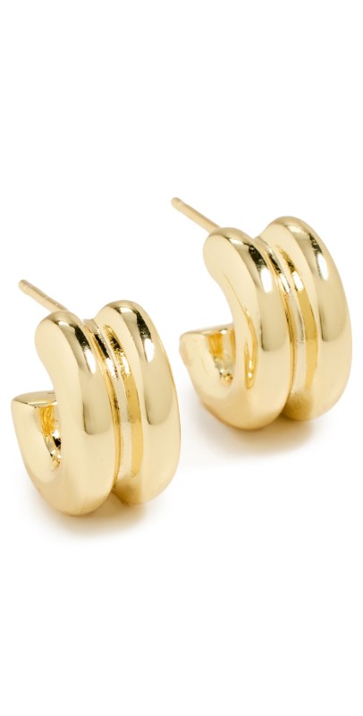 By Adina Eden Double Hollow Open Hoop Earrings Gold
