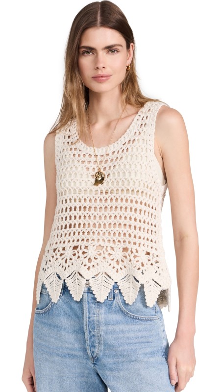 Line & Dot Kato Crochet Top Ecru