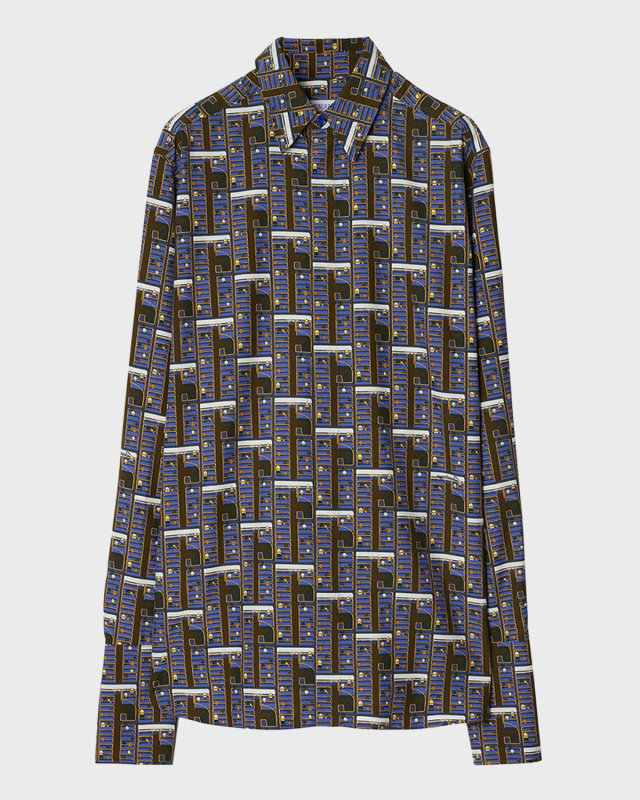 Abstract-Print Silk Pajama Shirt
