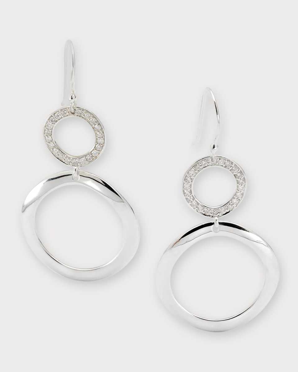 Medium Open Snowman Earrings in Sterling Silver with Diamonds
