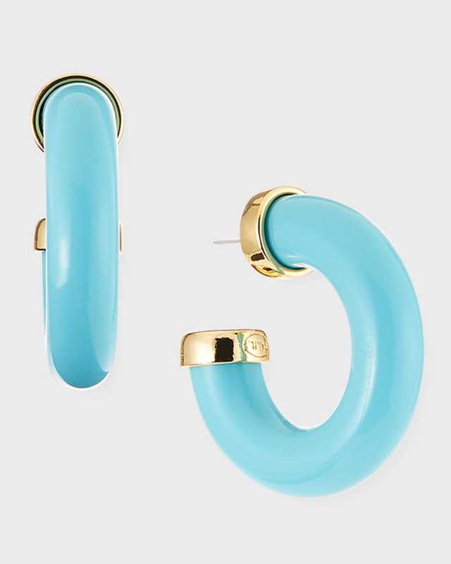 Resin C-Hoop Earrings, Turquoise