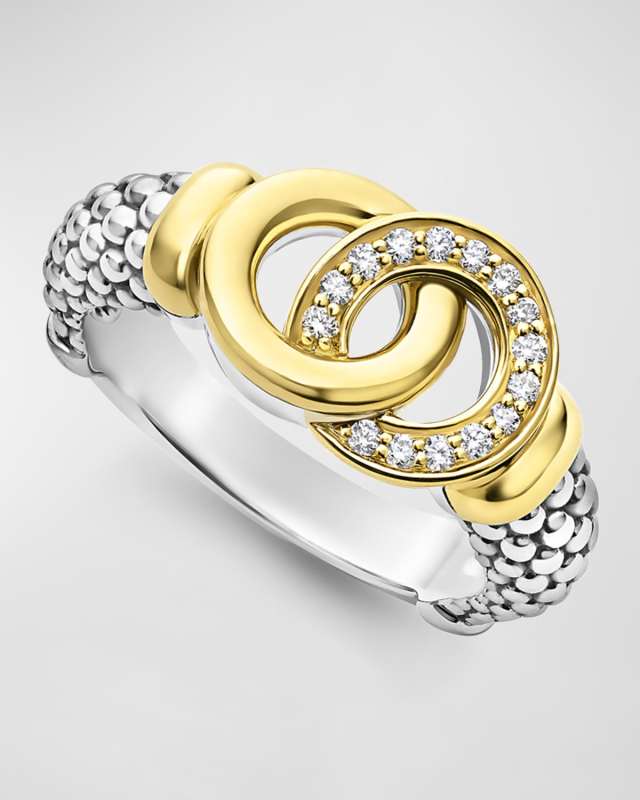 Signature Caviar Two-Tone Interlocking Diamond Ring
