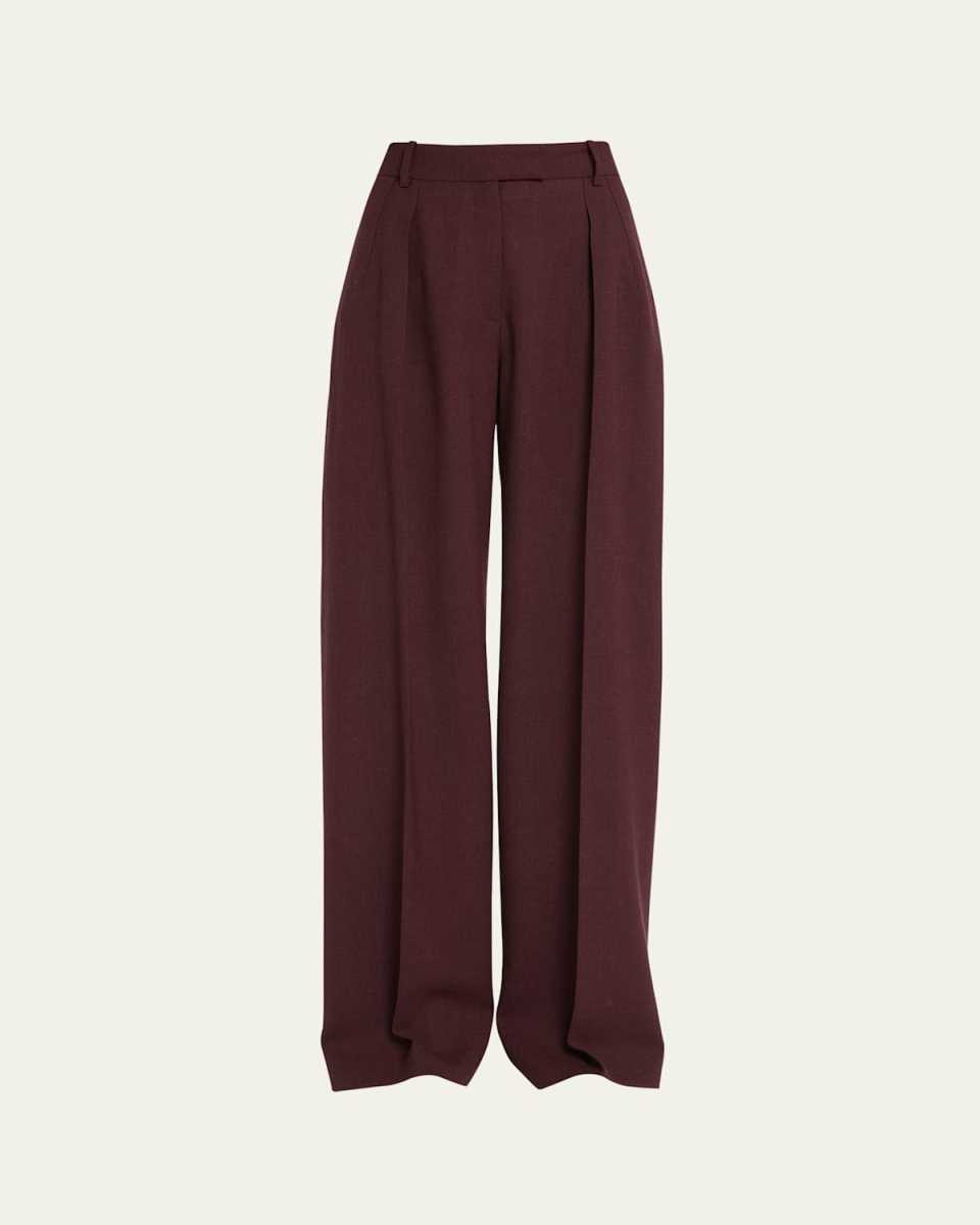 Antone Pintuck Wide-Leg Wool Pants