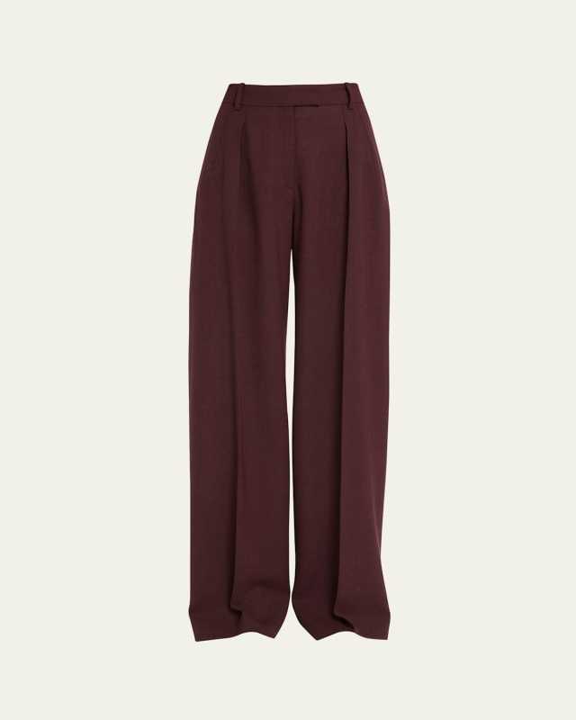Antone Pintuck Wide-Leg Wool Pants
