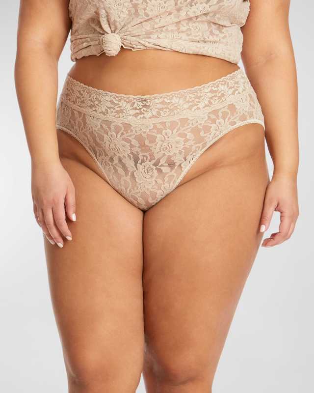 Plus Size High-Rise Stretch Lace French Briefs