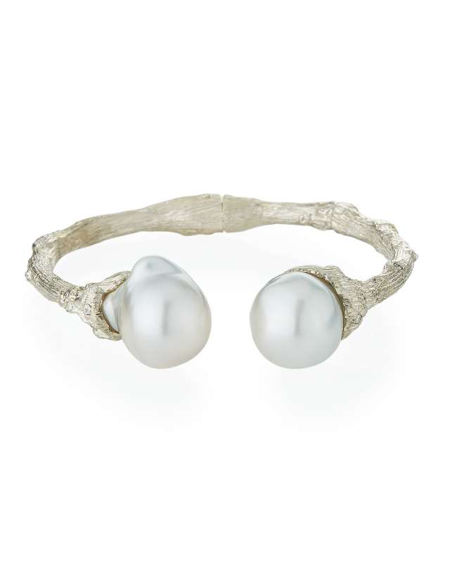 Twig Diamond & 14mm Pearl Cuff