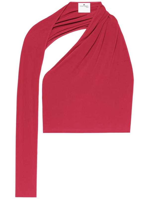 Slash asymmetric cropped top