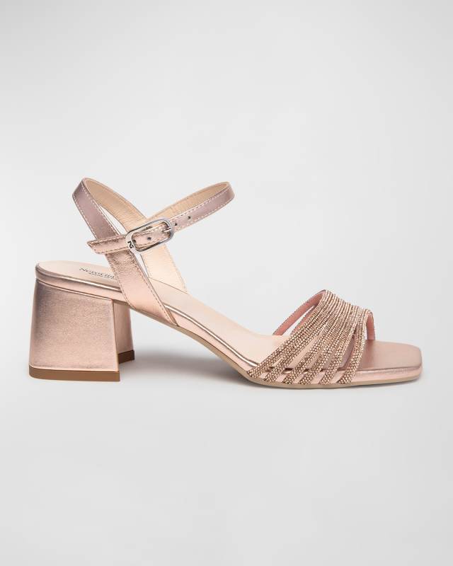 Metallic Bling Ankle-Strap Sandals