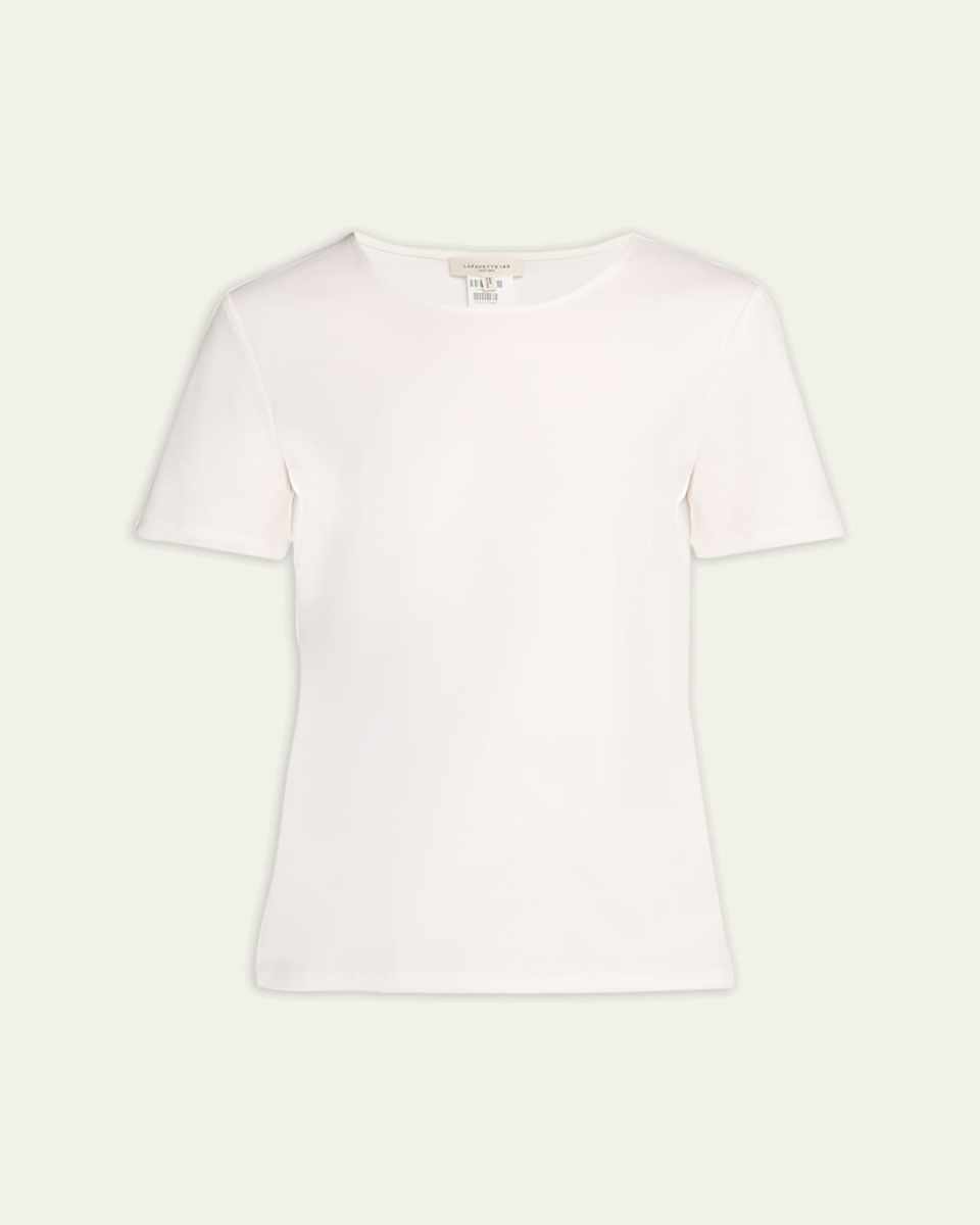 Ribbed Crewneck Cotton T-Shirt