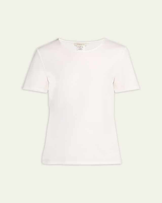 Ribbed Crewneck Cotton T-Shirt