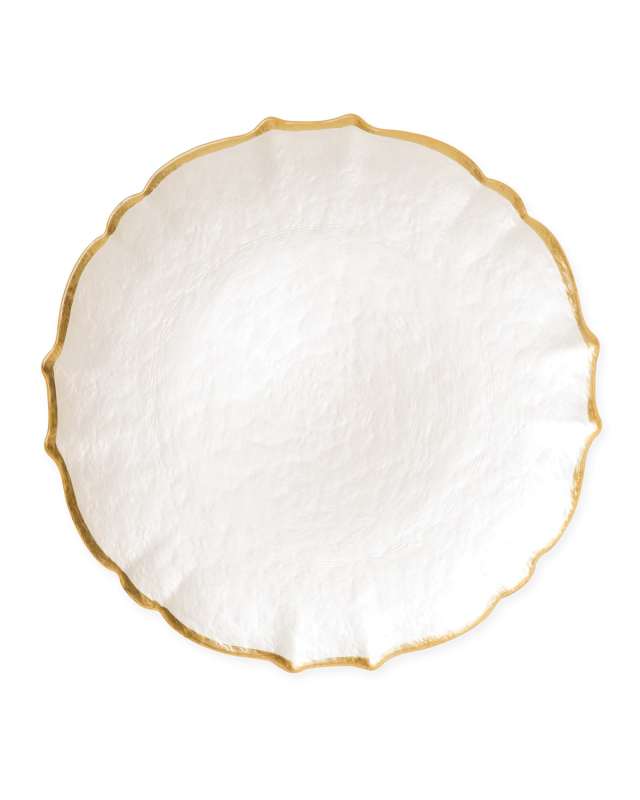 Baroque Glass White Service Plate/Charger