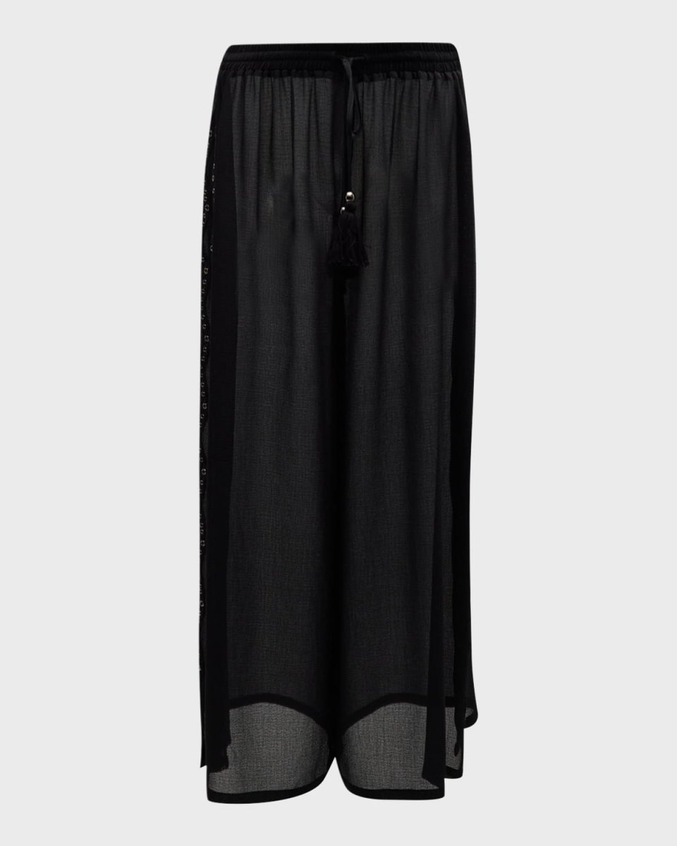 Shelby Grommet-Trim Drawstring Pants