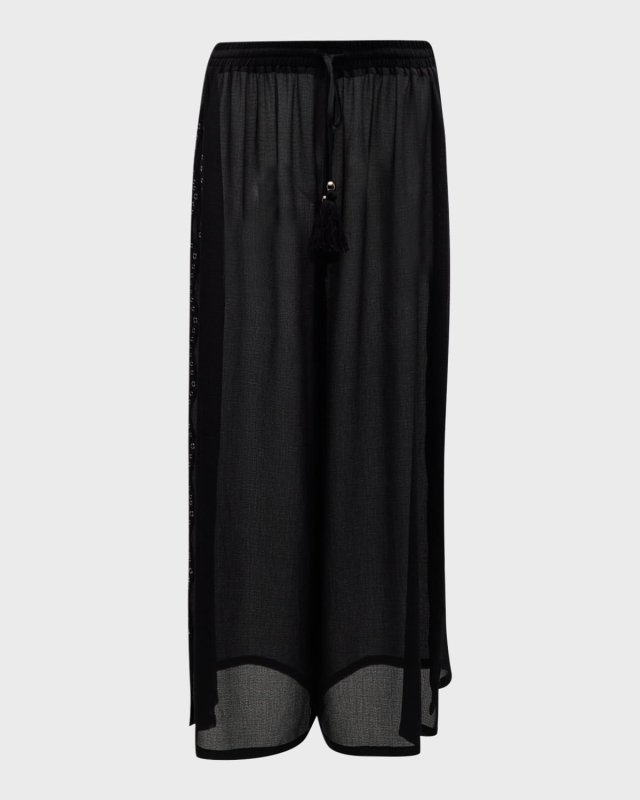 Shelby Grommet-Trim Drawstring Pants