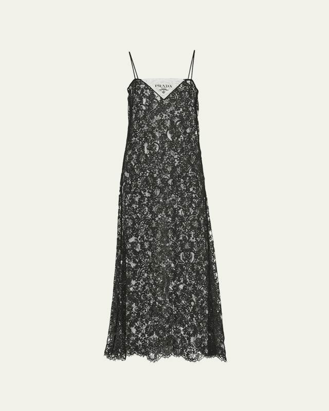 Two-Tone Lace Midi Dress