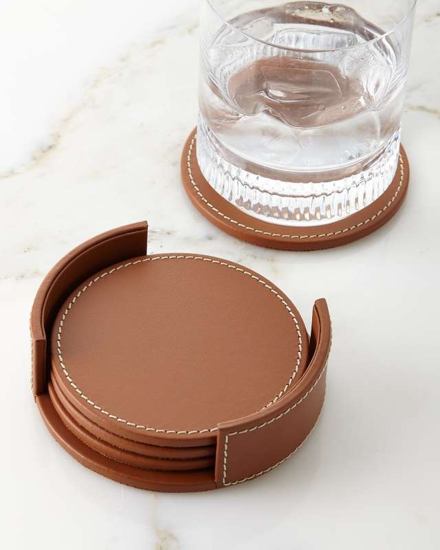 Wyatt Leather Coasters, Set of 4