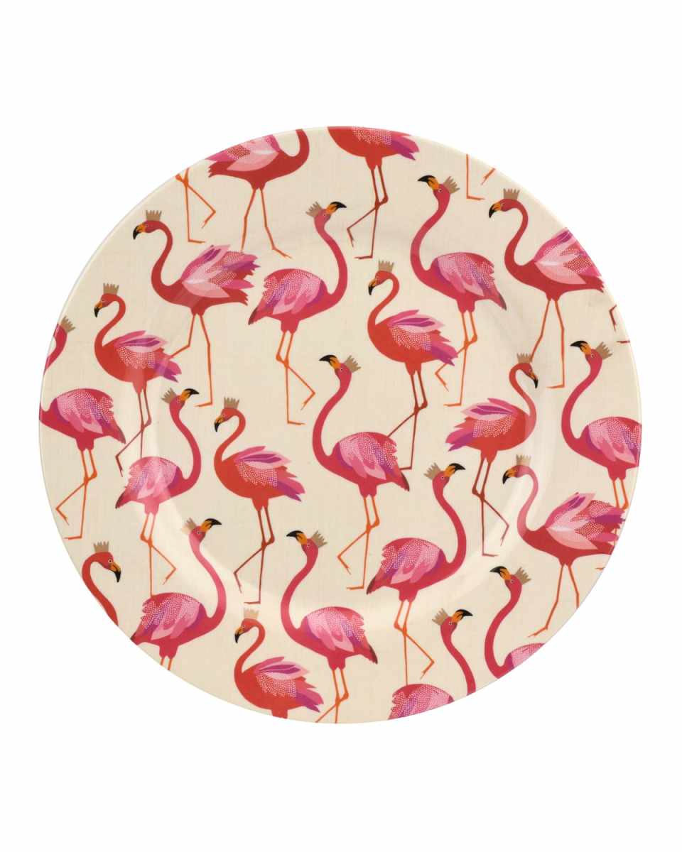 Flamingo Melamine Dinner Plates, Set of 4