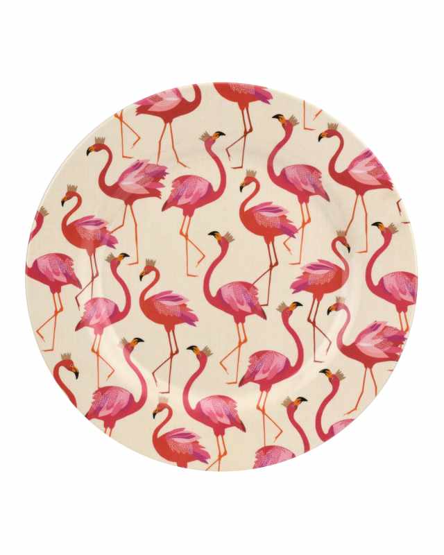 Flamingo Melamine Dinner Plates, Set of 4
