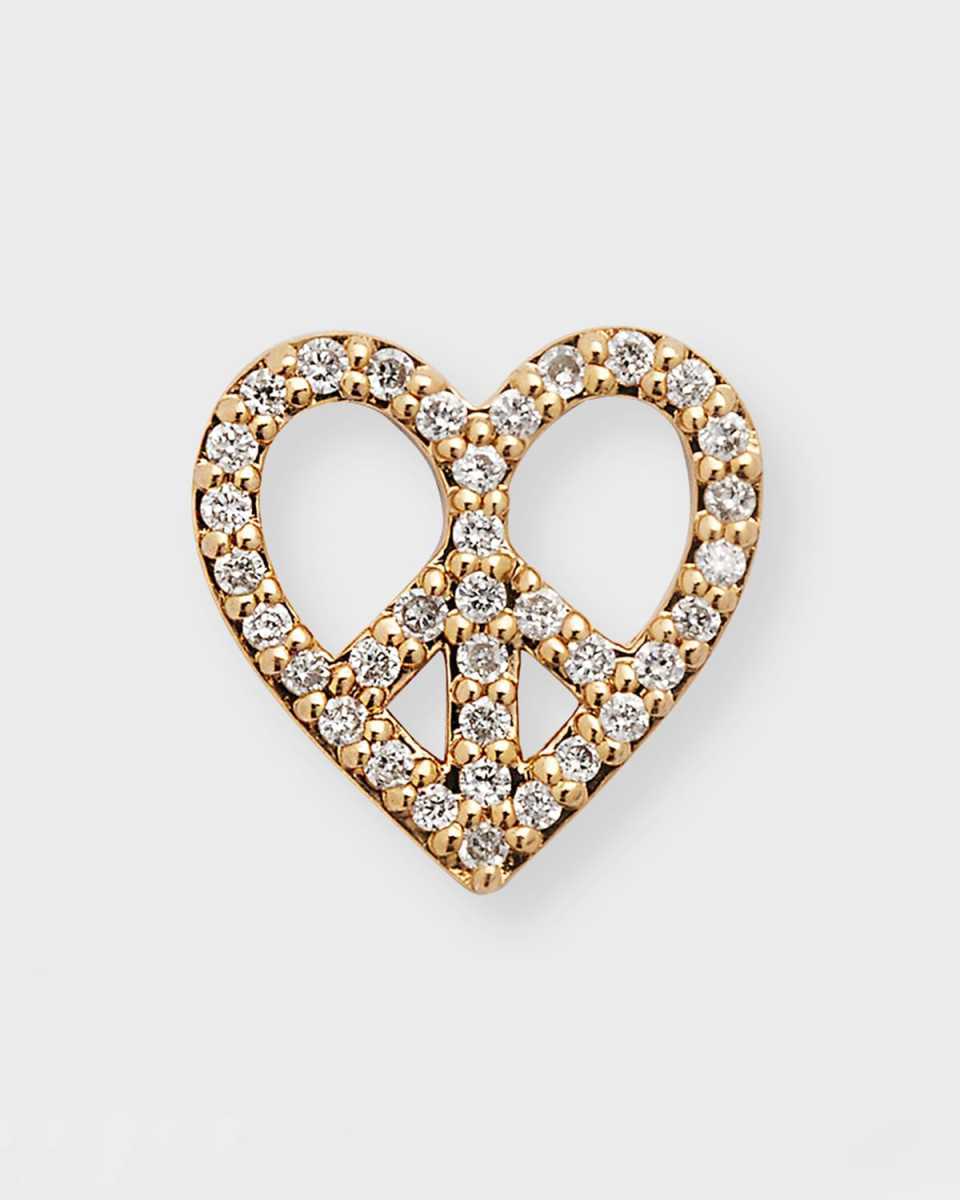 Heart-Shaped Diamond Peace Sign Single Earring
