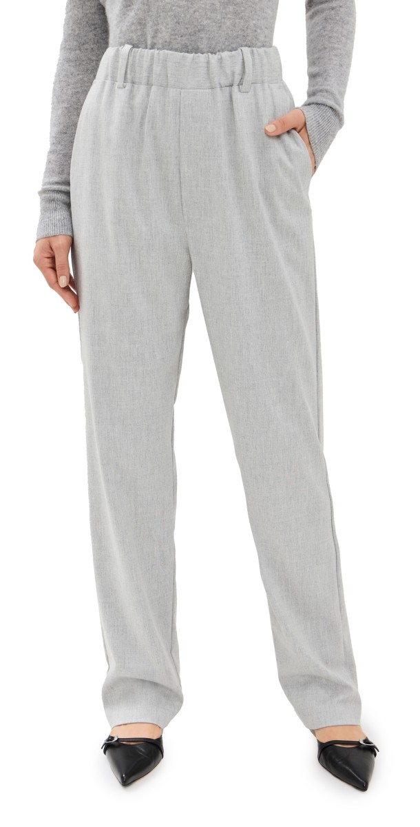 Enza Costa Wool Suiting Pull On Trousers Light Heather Grey
