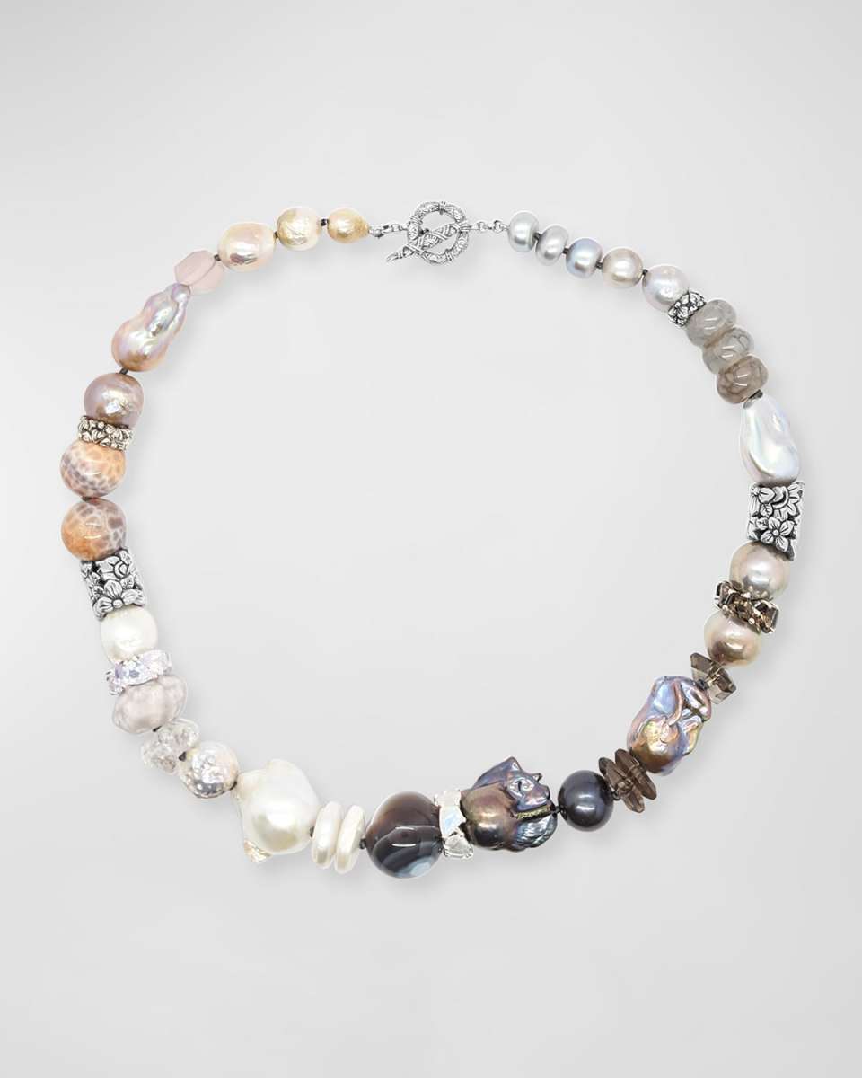 Quartz, Agate, Chalcedony and Pearl Necklace