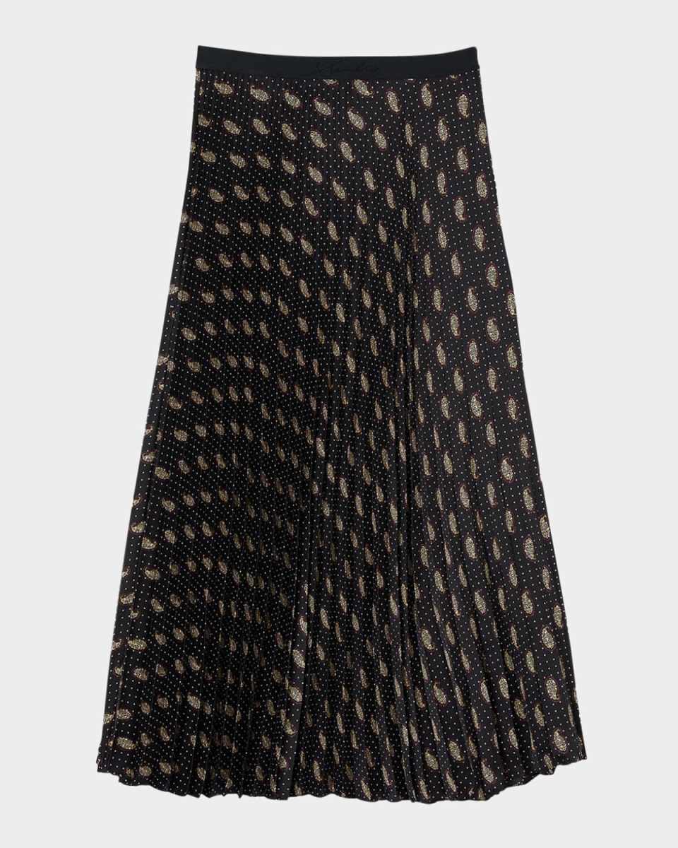 Helena Pleated Paisley Midi Skirt