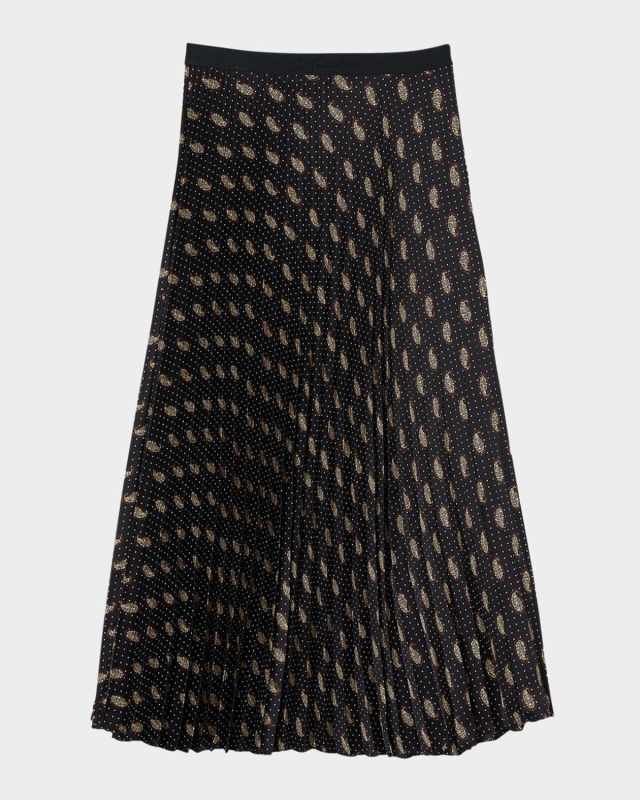 Helena Pleated Paisley Midi Skirt