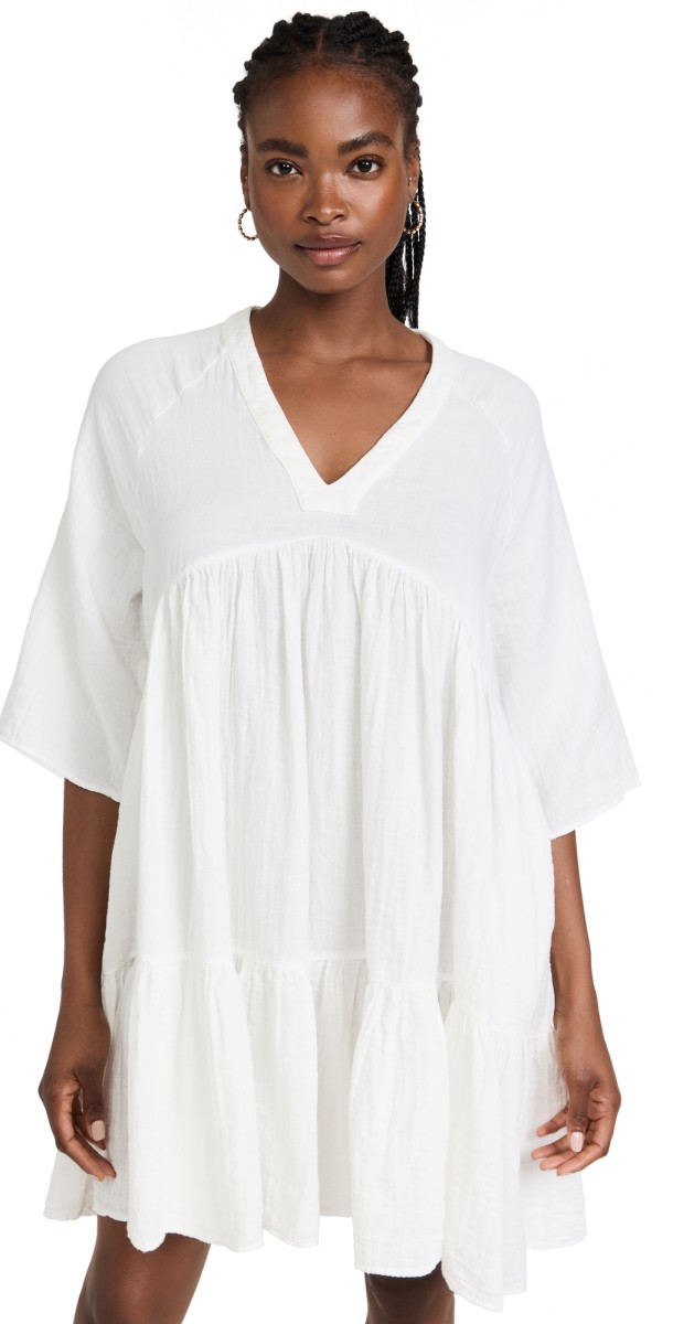9seed Marbella Ruffle Dress White