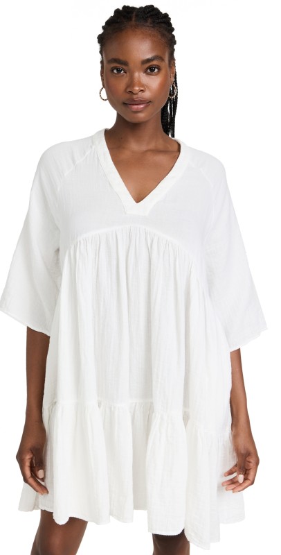 9seed Marbella Ruffle Dress White