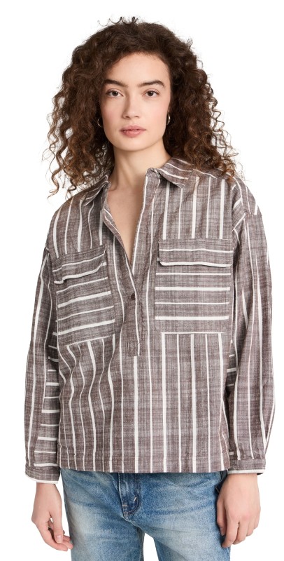 Apiece Apart Kava Button Up Popover Kesh Stripe