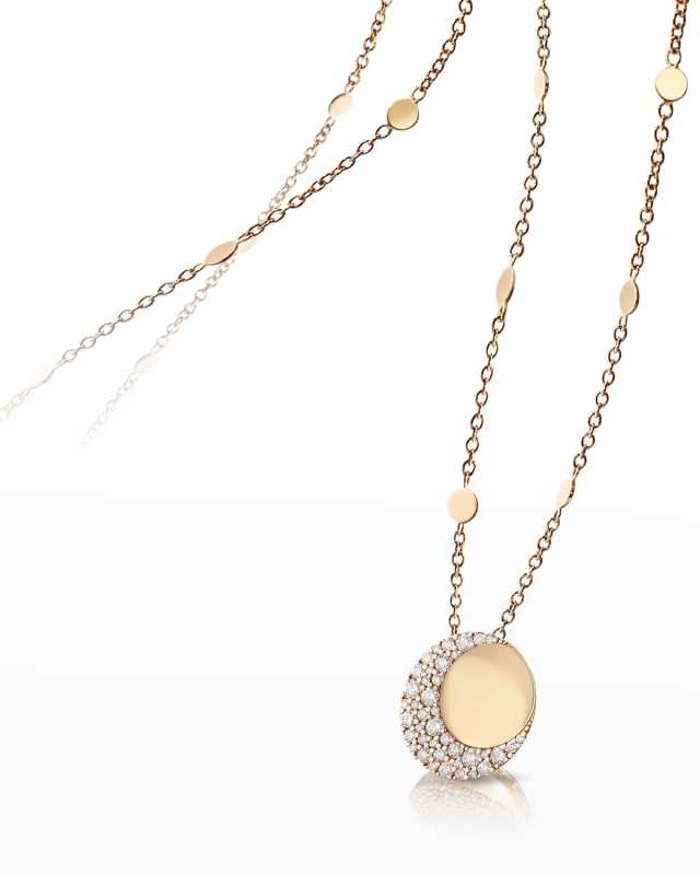Luce 18K Red Gold Long Pendant Necklace with Diamonds
