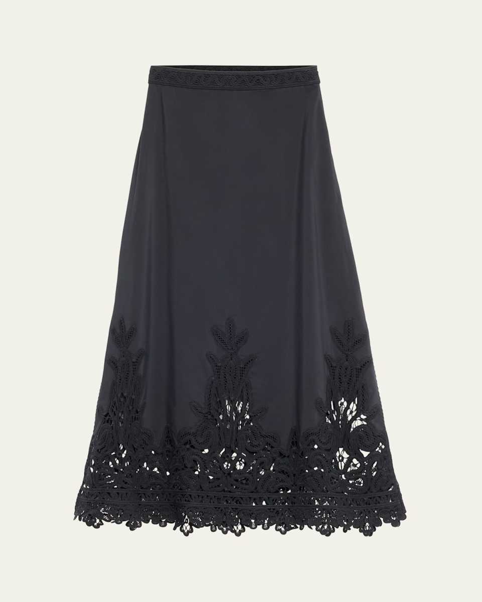 Karlyn A-Line Lace Trim Skirt