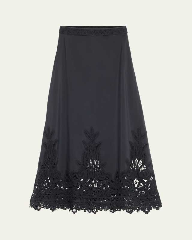 Karlyn A-Line Lace Trim Skirt