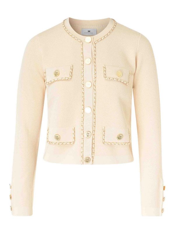 Elisabetta Franchi Pull Col Bateau - Crème