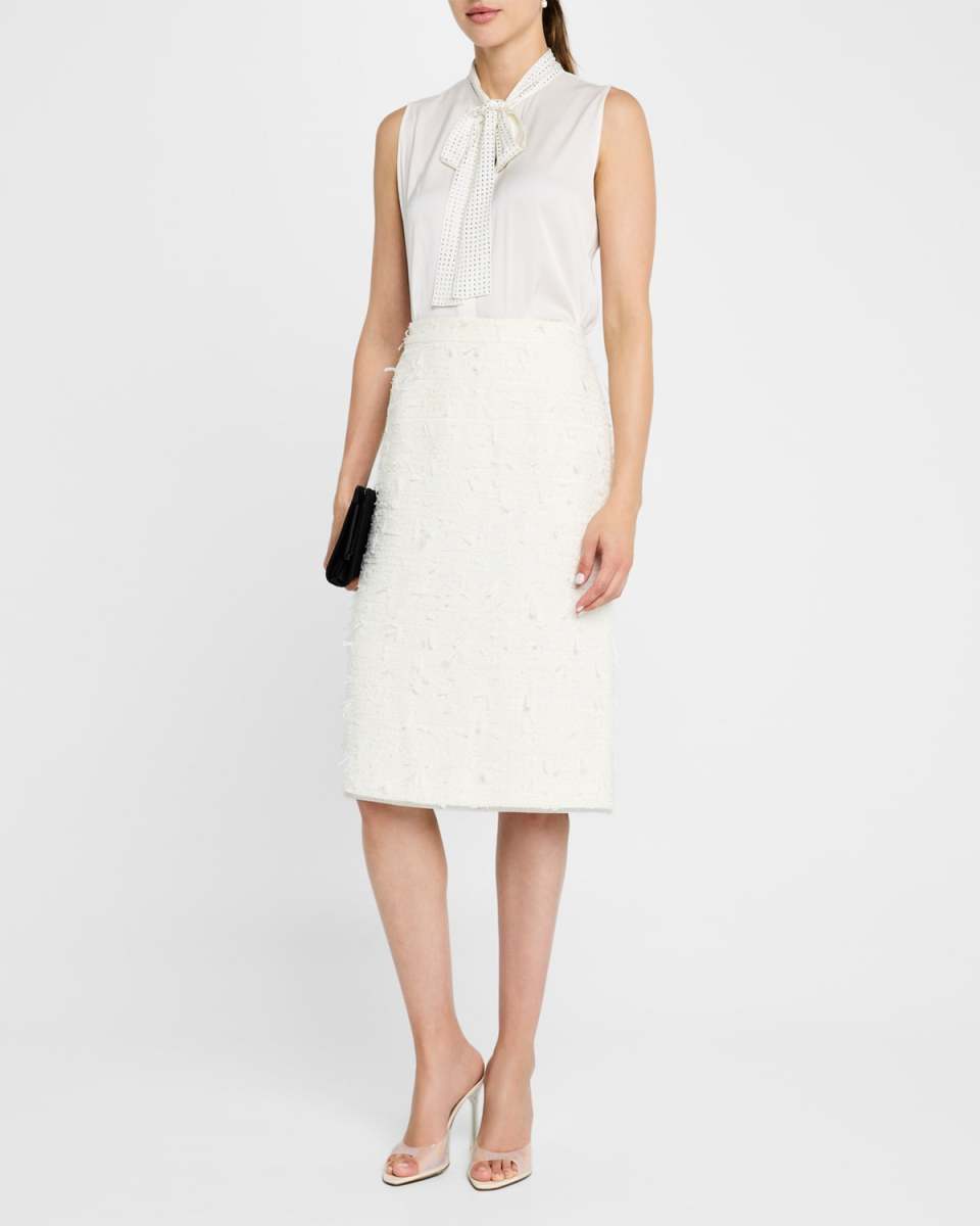 Evelyn Rhinestone Tie-Neck Blouse